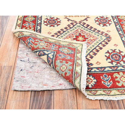 2'7"x15'10" Ivory Kazak Geometric Design Rug Hand Knotted Wool XL Runner