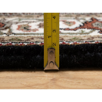 3'2"X5'4" Black Hand Knotted Rug Tebraz Mahi Medallion Design Pure Wool 175