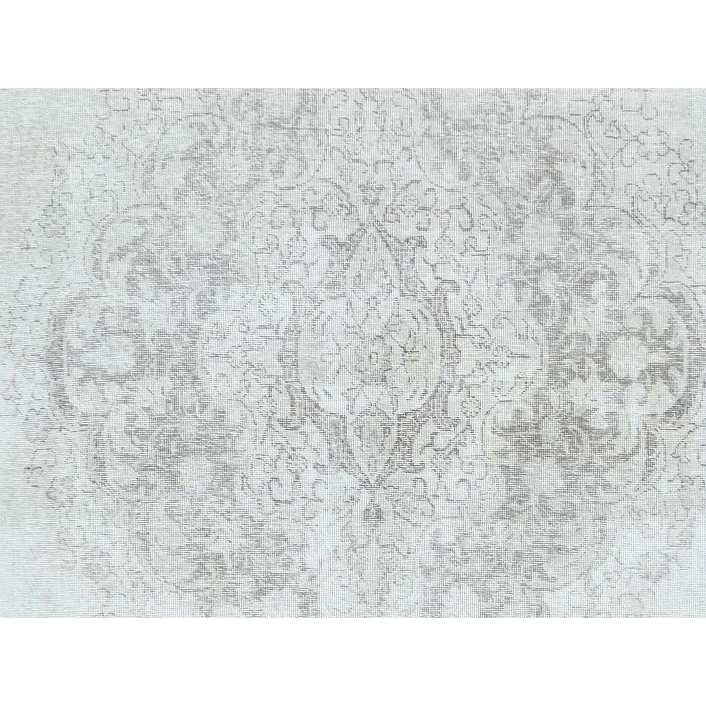 8'10"X12'4" Ivory Hand Knotted Vintage Farsian Tebraz Worn Wool Rug