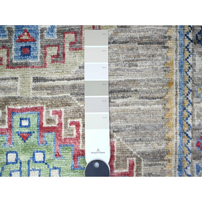3'X11'8" Koala Gray Angora Oushak Vibrant Wool Hand Knotted Runner Rug