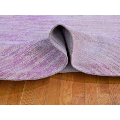7'X7' Pink Thick And Plush Wool Ombre Design Hand Knotted Round Rug