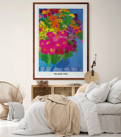 WALASSE TING The Colorful Bouquet of Flowers 62.25" x 43.25" Poster 1989 Contemp
