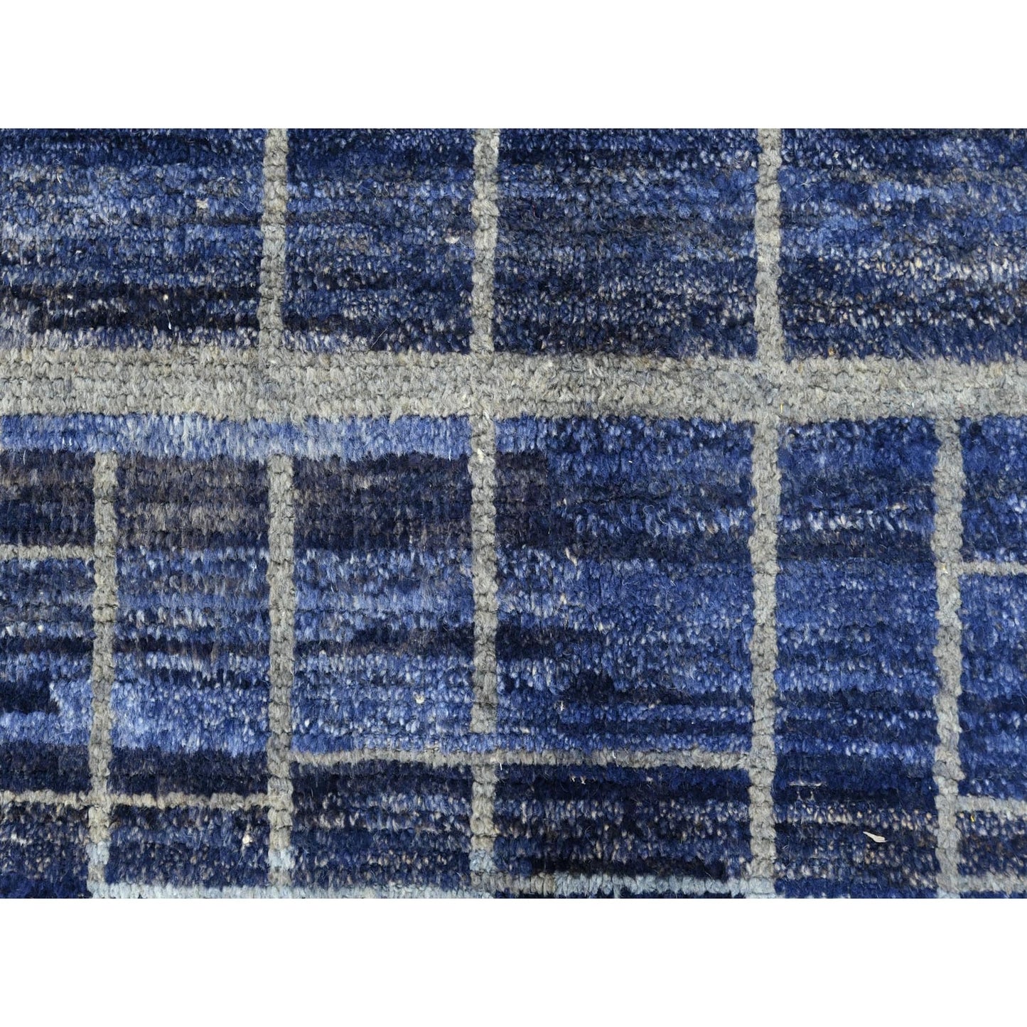 9'X12'5" Blue Hand Knotted Ben Ourain Moroccan Berber Soft Wool Rug