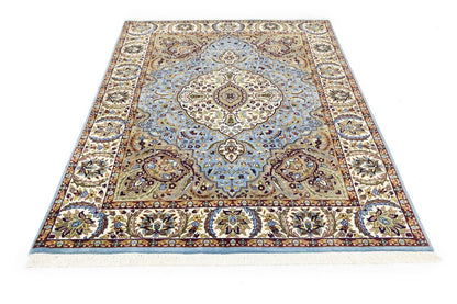 Hand-Knotted Kirman Oriental Rug 6X8 Ft Blue