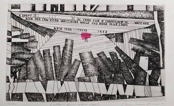Risaburo Kimura Signed Original Etching Print Letter For New York Framed 1978