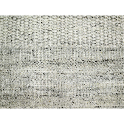 12'1"X14'10" Gray Grass Design Textured Wool Hand Knotted Xl Oriental Rug