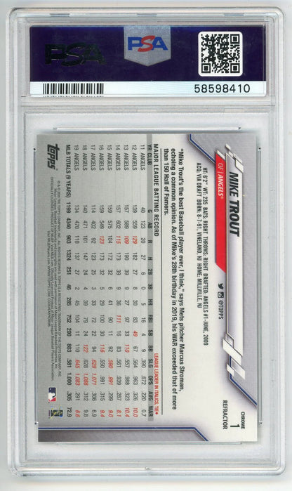 Mike Trout 2020 Topps Chrome X-Fractor #1 Psa Mt 10