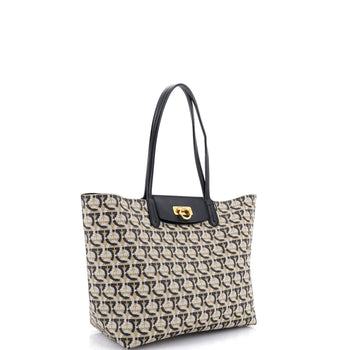 Salvatore Ferragamo Gancini Travel Tote Gancini Jacquard Medium
