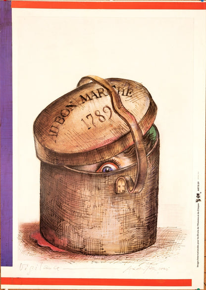 Andre Francois 1989 Poster  Droits De Lhomme Vigilance  Artis 89 Human Rights