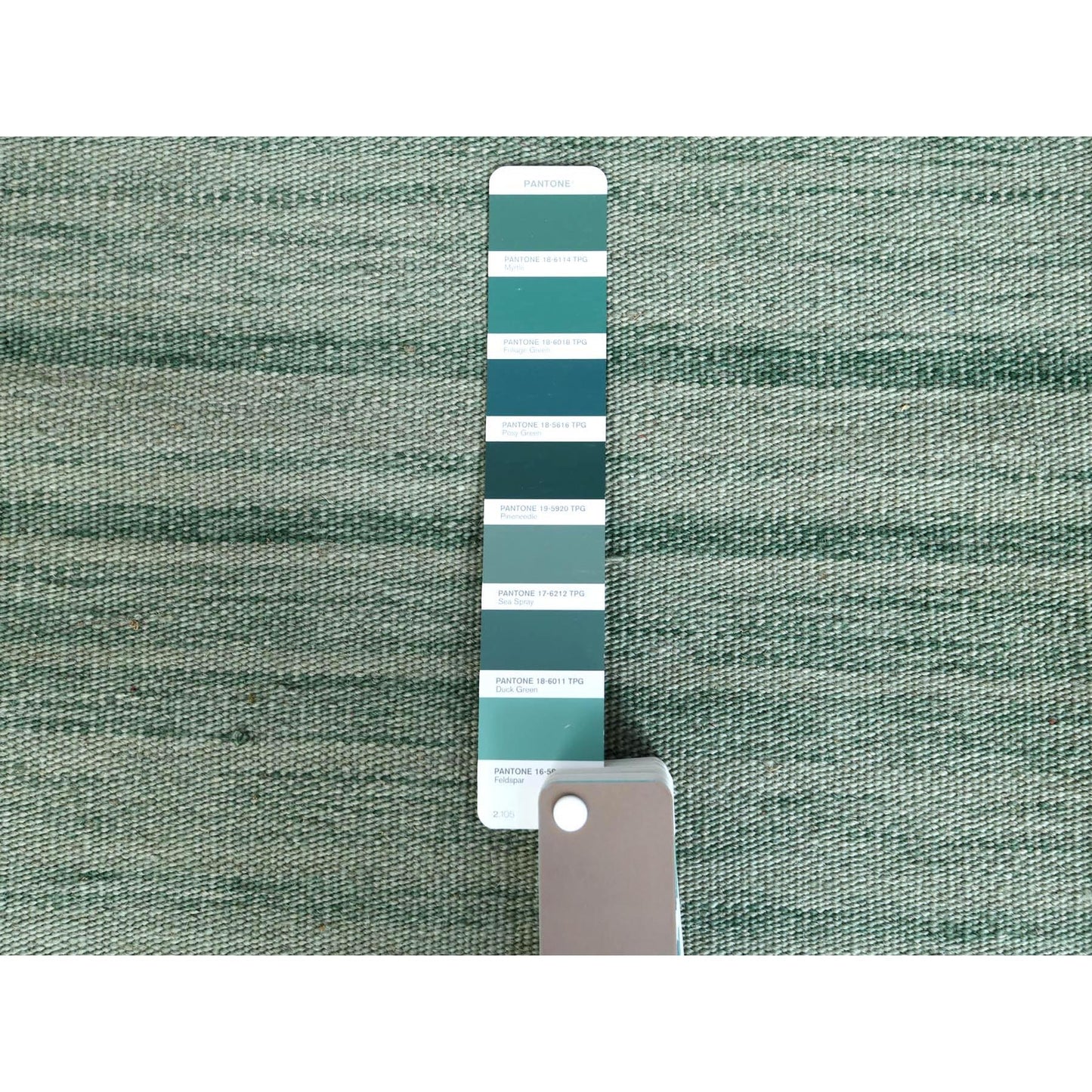 10'X14'1" Hand Woven Light Green Flat Weave Kilim Reversible Wool Rug