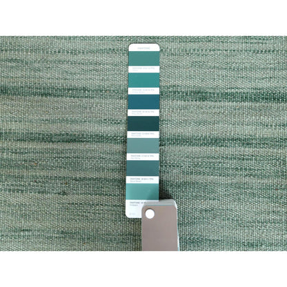 10'X14'1" Hand Woven Light Green Flat Weave Kilim Reversible Wool Rug