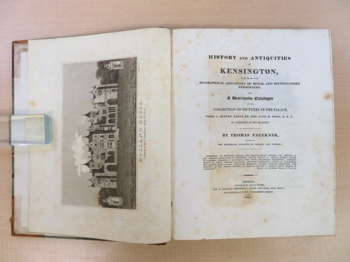 History And Antiquities Of Kensington D. Jaques, London (Chelsea)  1St Edition