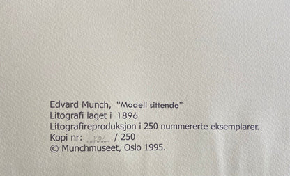 Edvard Munch Museum Lithograph Coa Numbered (Egon Schiele Edgar Degas)