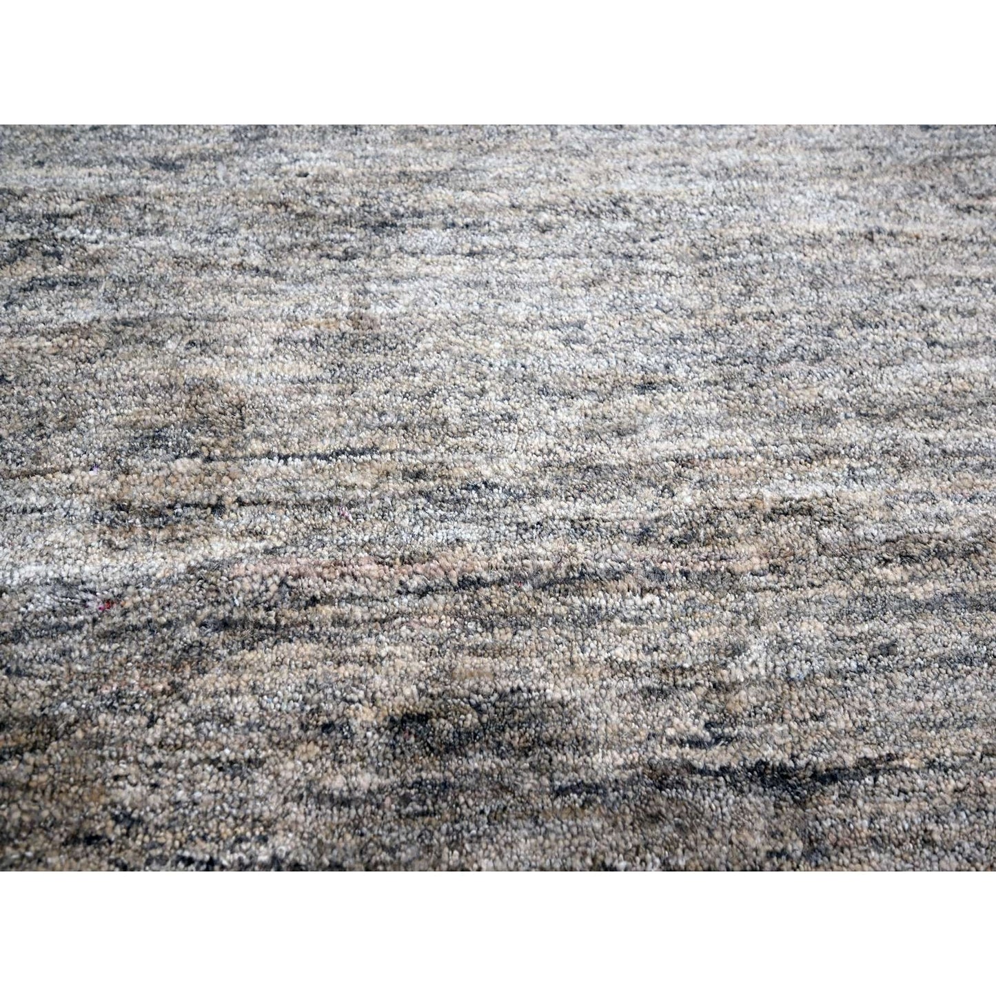 9'1"x11'10" Warm Taupe Plain Solid Design Pure Sari Silk Hand Knotted Rug