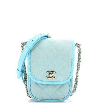 Chanel Flap Clutch With Chain Quilted Denim Mini