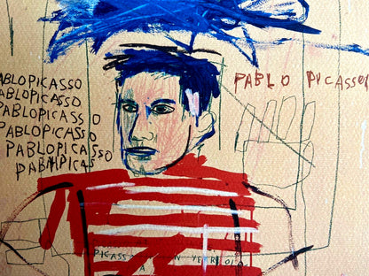 Jean-Michel Basquiat Lithograph "Homage To Picasso" Coa Signature Stamp