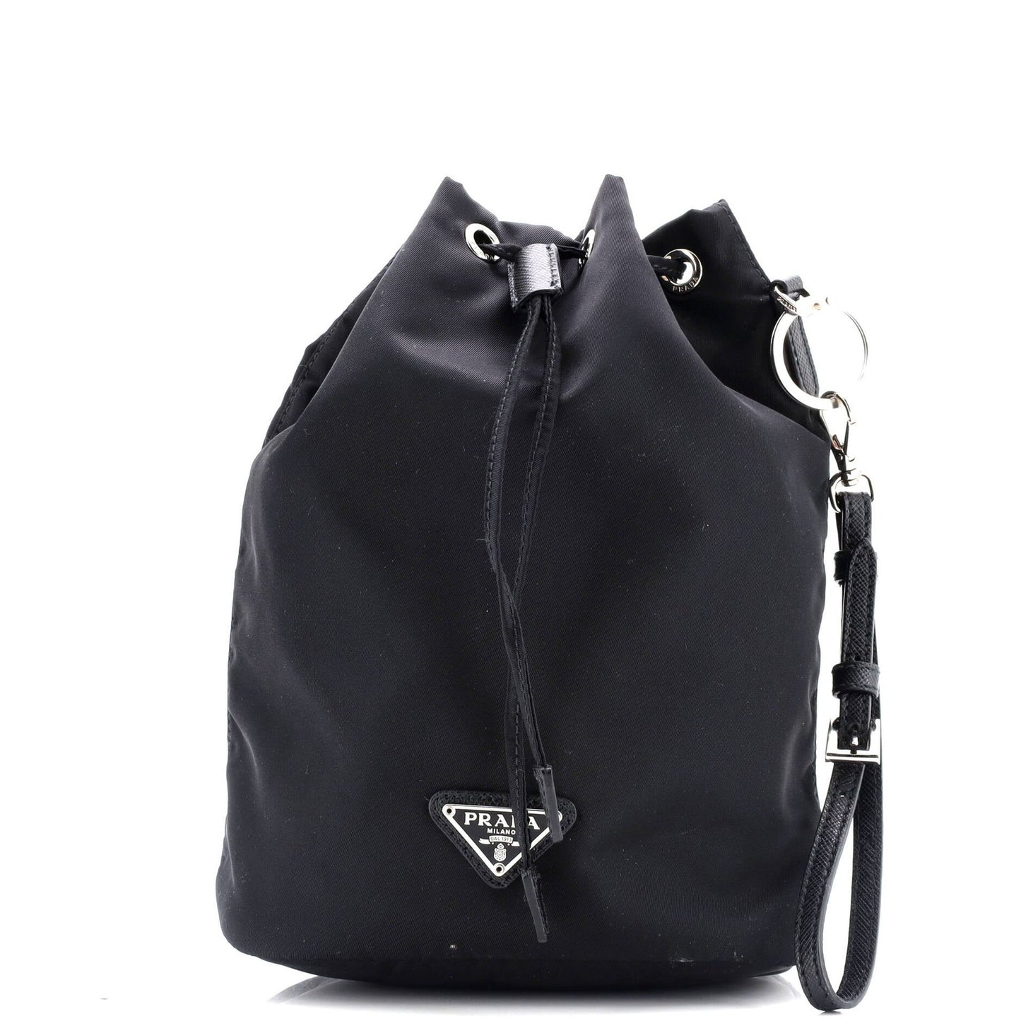 Prada Drawstring Wristlet Bucket Bag Tessuto Small