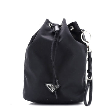 Prada Drawstring Wristlet Bucket Bag Tessuto Small