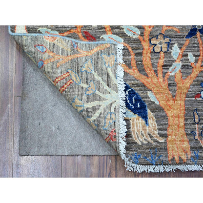 3'1"X4'10" Vampire Gray Soft Wool Hand Knotted Afghan Peshawar Rug