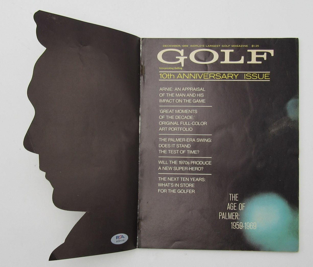 Arnold Palmer Signed December, 1969 Golf Magazine Die-Cut Cover Psa 196516