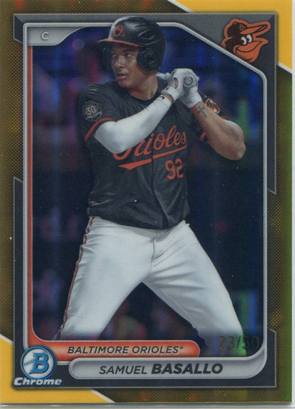 Samuel Basallo 2024 Bowman Chrome Prospects Gold Refractor Card #Bcp-38 23/50
