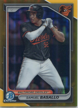 Samuel Basallo 2024 Bowman Chrome Prospects Gold Refractor Card #Bcp-38 23/50
