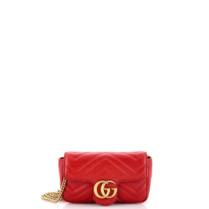 Gucci Gg Marmont Flap Bag Matelasse Leather Super Mini