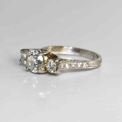 14K White Gold Ladies Three-Stone Diamond Ring