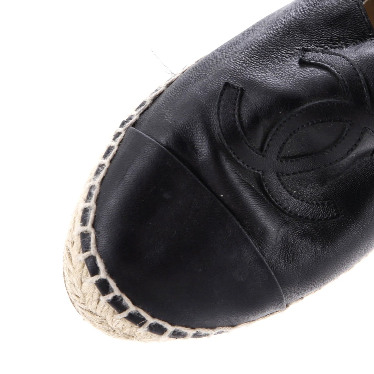 Chanel Women'S Cc Cap Toe Espadrilles Leather