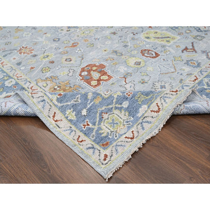 9'X11'9" Chrome Soft Wool Hand Knotted Oushak Supple Oriental Rug
