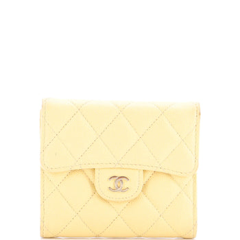 Chanel Cc Compact Classic Flap Wallet Quilted Caviar