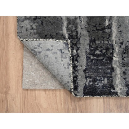8'1"X8'1" Wool And Silk Ivory Abstract Design Hand Knotted Square Rug