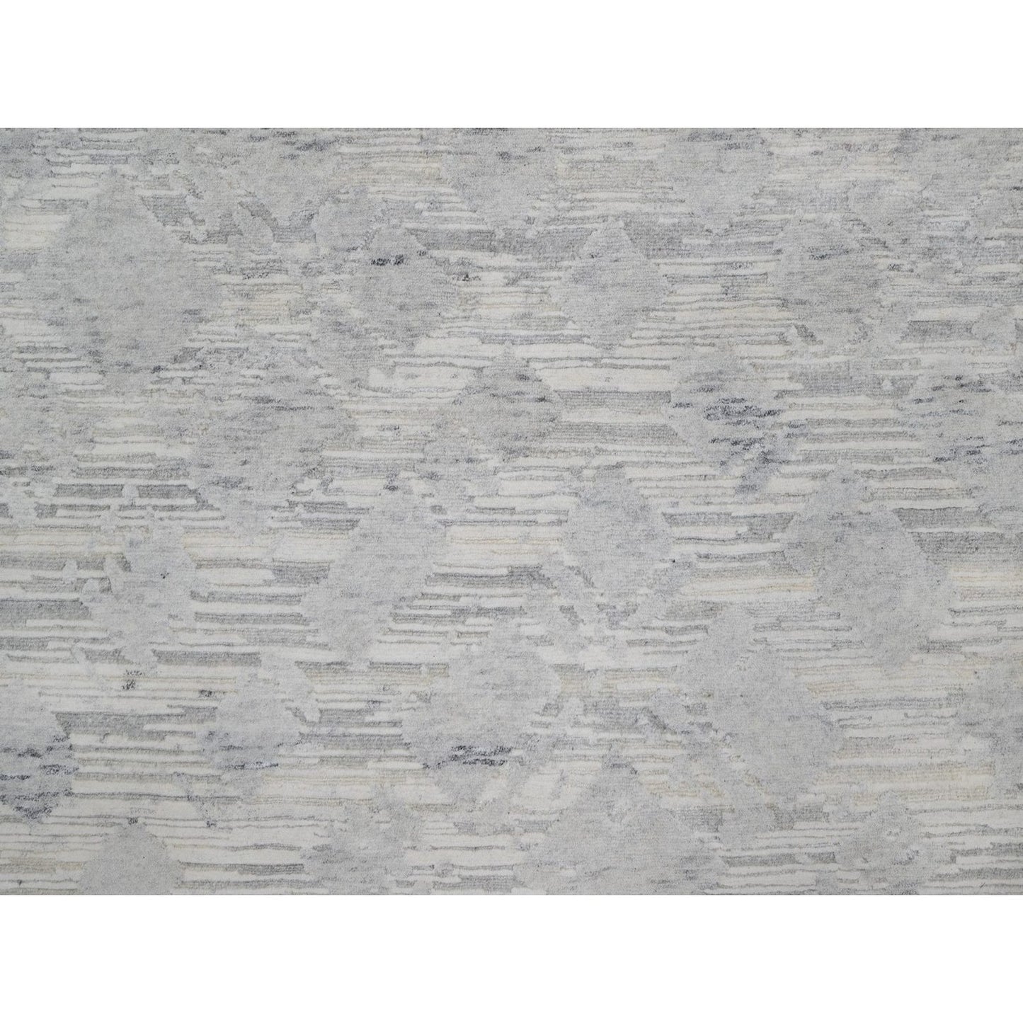 8'X10'2" Cream White Modern Design Hand Knotted Undyed Natural Wool Rug
