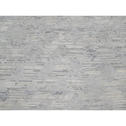 8'X10'2" Cream White Modern Design Hand Knotted Undyed Natural Wool Rug