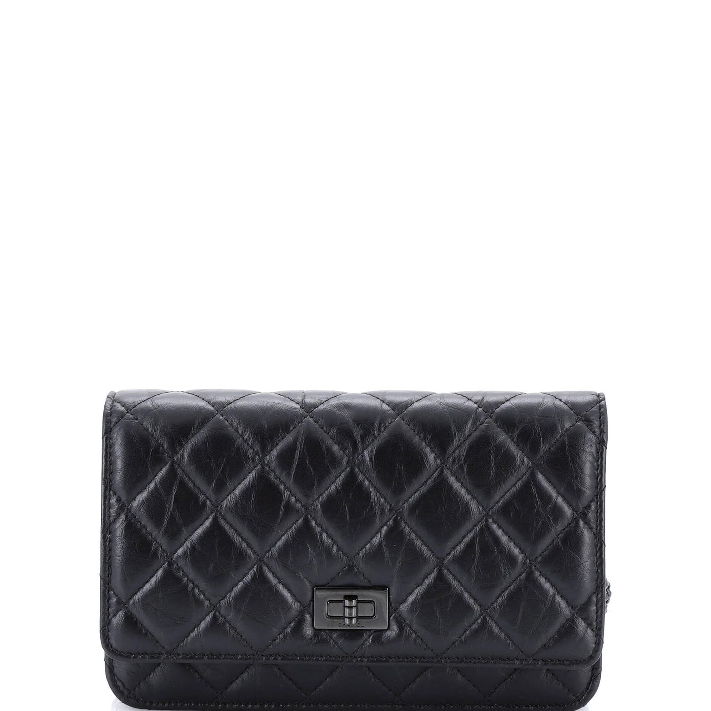 Chanel So Black Reissue 2.55 Wallet On Chain Quilted Aged Calfskin