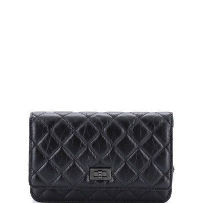 Chanel So Black Reissue 2.55 Wallet On Chain Quilted Aged Calfskin