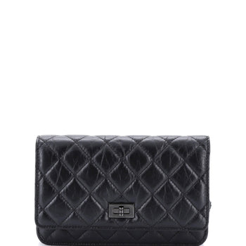 Chanel So Black Reissue 2.55 Wallet On Chain Quilted Aged Calfskin