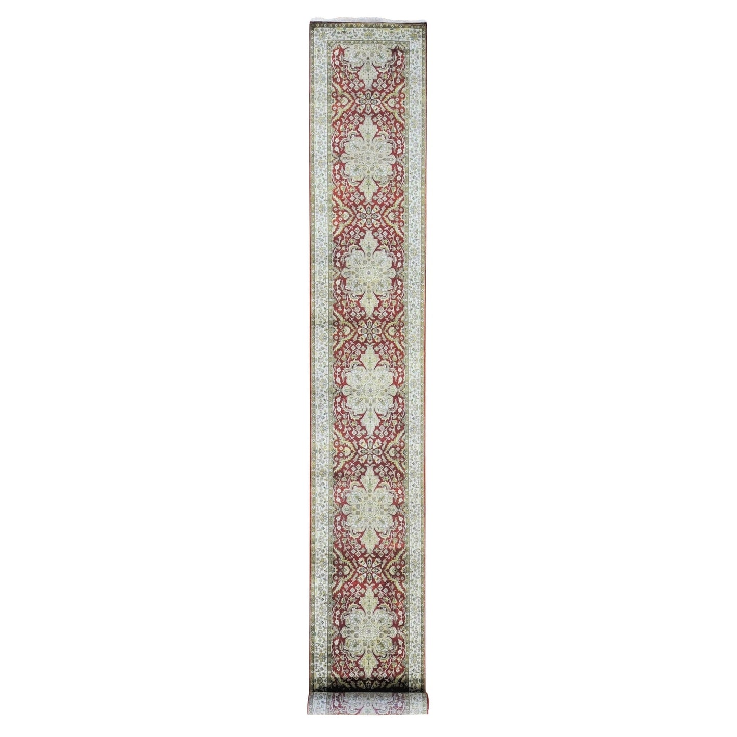 2'6"X17'10" Rust Red Kishoon Revival Wool Hand Knotted Xl Runner Rug