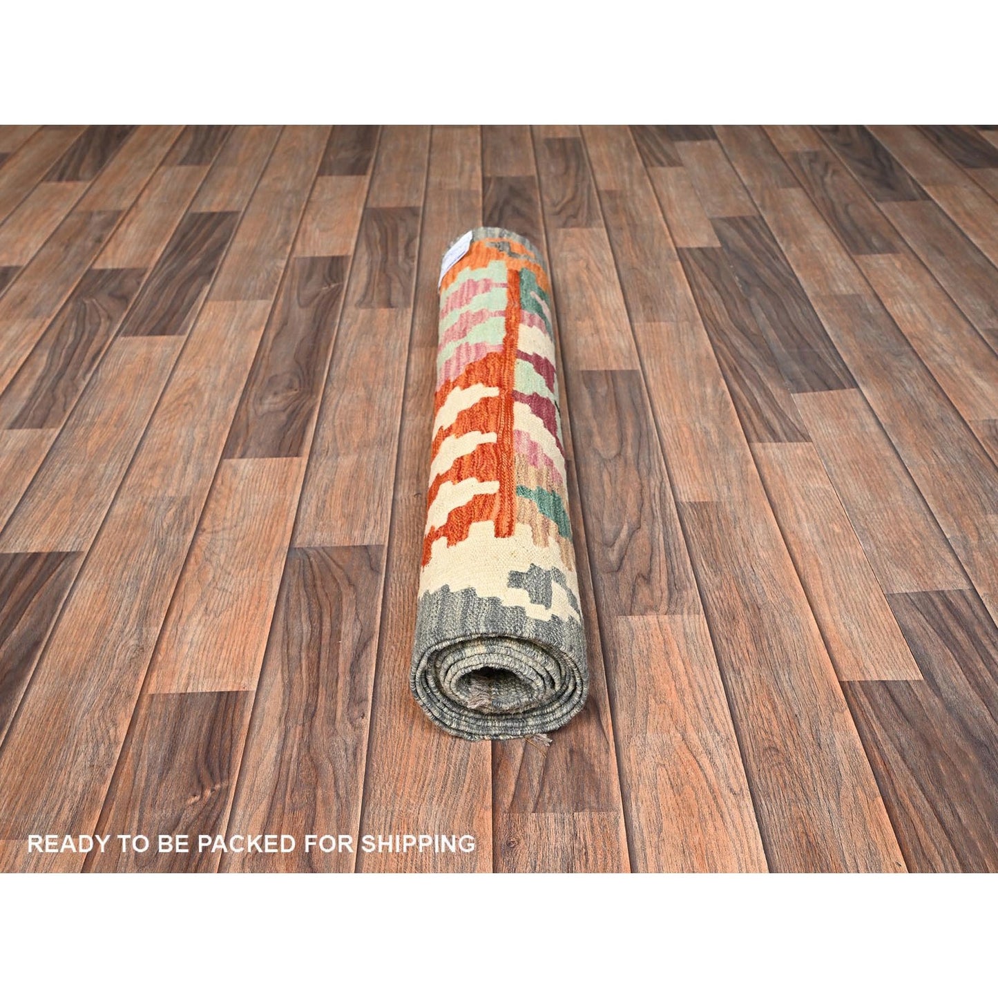 2'9"X8'3" Colorful Afghan Kilim 100% Wool Rug Flat Weave Hand Woven Runner