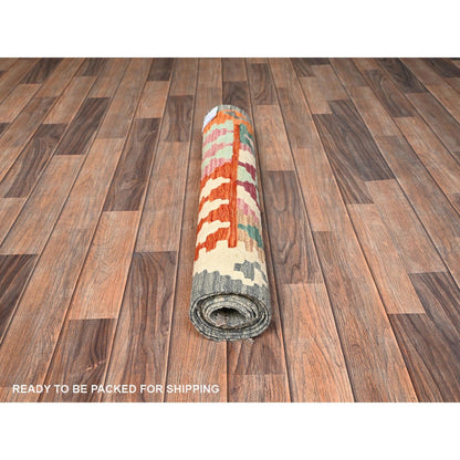 2'9"X8'3" Colorful Afghan Kilim 100% Wool Rug Flat Weave Hand Woven Runner