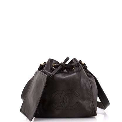 Chanel Vintage Cc Drawstring Bucket Bag Caviar Small