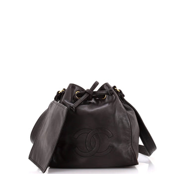 Chanel Vintage Cc Drawstring Bucket Bag Caviar Small
