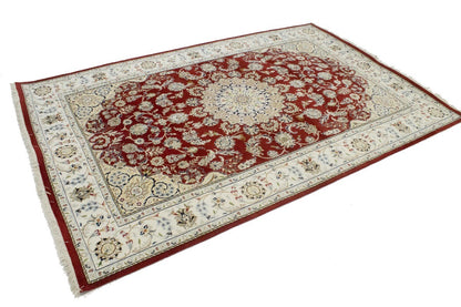 Handmade Indo-Nain Oriental Rug Classic Floral Design Living Room Carpet 6X9 ft
