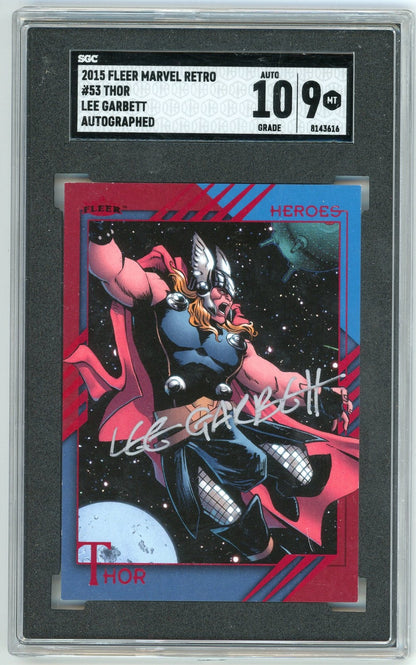 Thor 2015 Fleer Marvel Retro Lee Garbett Autographed Sgc 9 Auto 10