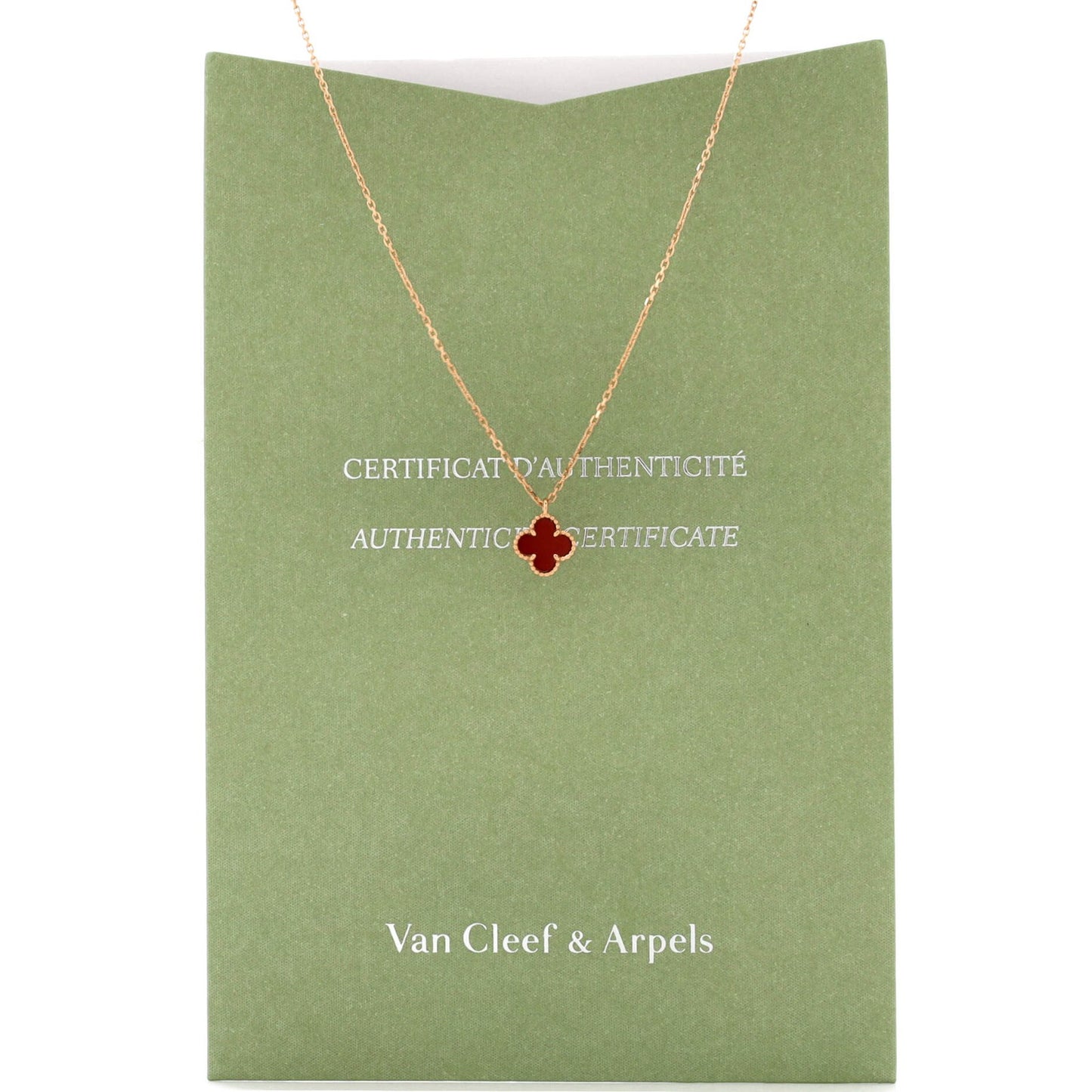 Van Cleef & Arpels Sweet Alhambra Pendant Necklace 18K Rose Gold And Carnelian