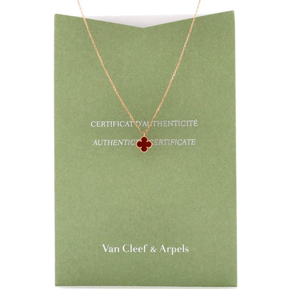 Van Cleef & Arpels Sweet Alhambra Pendant Necklace 18K Rose Gold And Carnelian