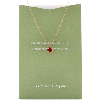 Van Cleef & Arpels Sweet Alhambra Pendant Necklace 18K Rose Gold And Carnelian