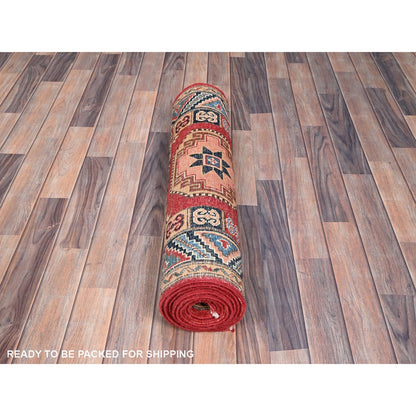 2'8"X9'9" Bolero Red Special Kazak 100% Wool Hand Knotted Runner Rug