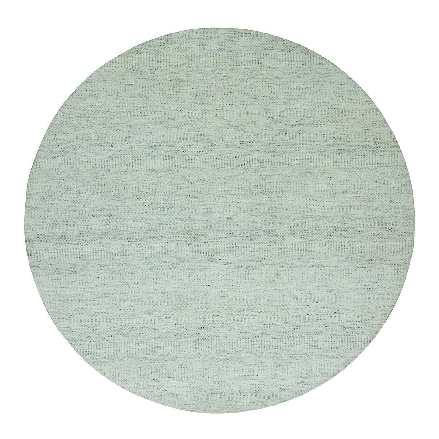 8'X8' Earl Gray Hand Knotted 100% Undyed Wool Grass Design Round Rug