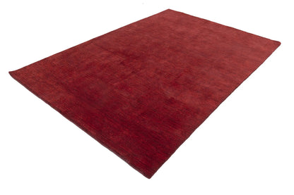 Maroon Red Solid Hand-Loomed 6X9 Gabbeh Wool Rug Oriental Carpet 5'11x8'8